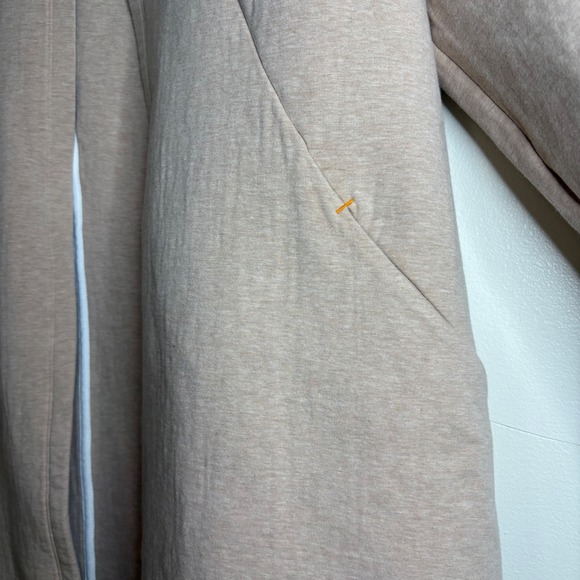 Lucy Womens Open Front Cardigan Jacket Tan Oatmeal Heather Longline Pockets M - Picture 3 of 6